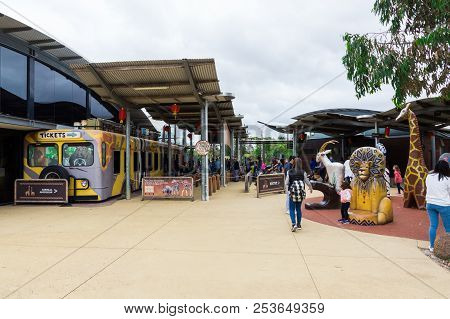 Melbourne, Australia - February 28, 2018: Werribee Open Range Zoo Is A Large African Themed Zoo On T