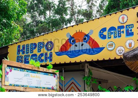 Melbourne, Australia - February 28, 2018: Hippo Beach Is The Hippopotamus Facility As Werribee Open 