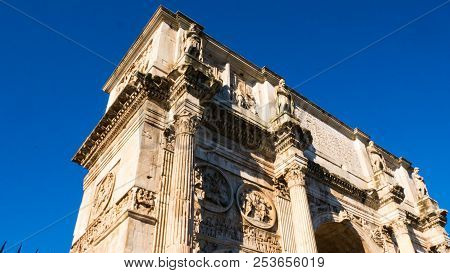 The Arch Of Constantine, Triumphal Arch In Rome, Located Between The Colosseum And The Palatine Hill