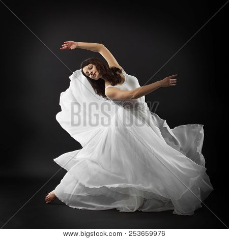 Young Girl Dancing Ballet In Studio. Dress, Plastica