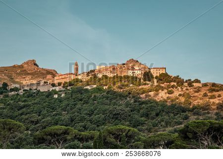 Morning Sun On Mountain Village Of Speloncato In Corsica