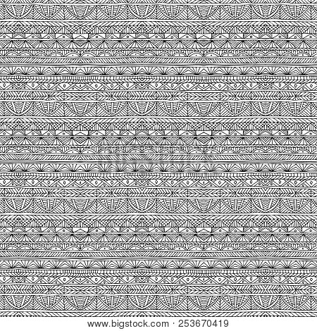 Zentangle Black And White Seamless Texture Of Lines