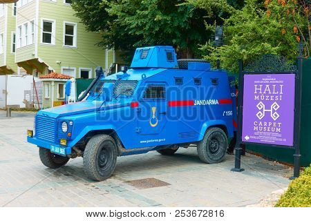 Istanbul, Turkey - July 18, 2018: Armored police (gendarmerie) car in Istanbul 