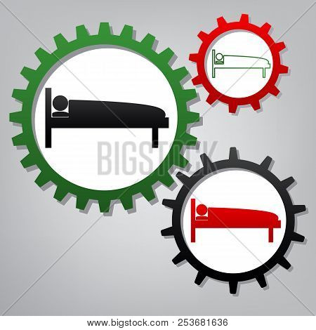 Hospital Sign Illustration. Vector. Three Connected Gears With I
