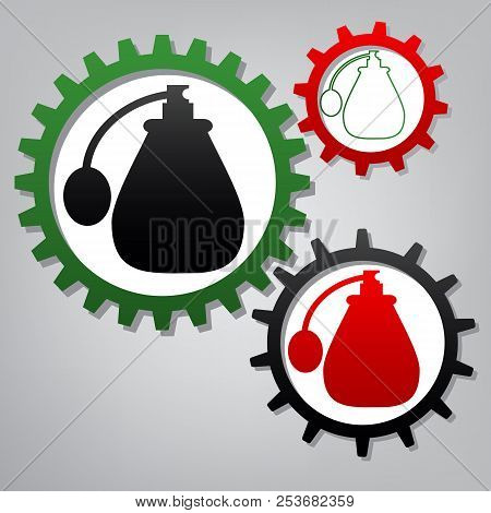 Perfume Icon. Vector. Three Connected Gears With Icons At Grayis