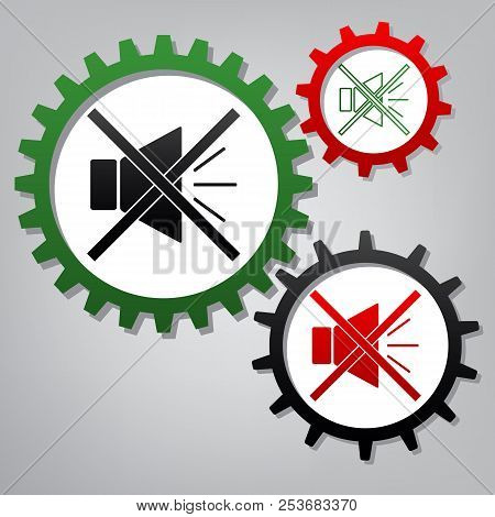 Sound Sign Illustration With Mute Mark. Vector. Three Connected