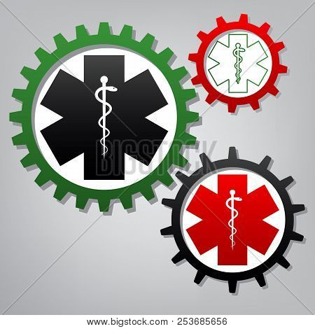 Medical Symbol Of The Emergency Or Star Of Life. Vector. Three C