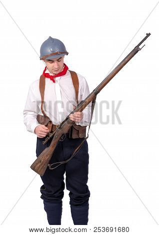 A Retro French Patriot On The White Background