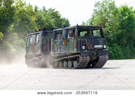 Feldkirchen / Germany - June 9, 2018: German Armoured Personnel Carrier Bandvagn 206, From Bundesweh