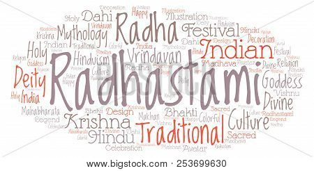 Radhastami Word Cloud. Wordcloud Made From Letters And Words Only.
