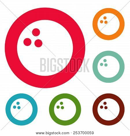 Bowling Icons Circle Set Isolated On White Background