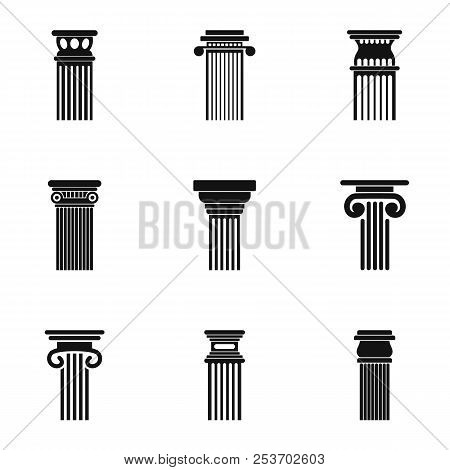 Column Icons Set. Simple Set Of 9 Column Icons For Web Isolated On White Background