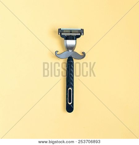 November Is Season Of Mustaches. Razor With Mustache