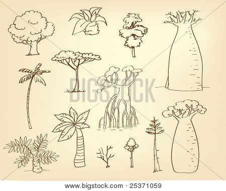 disegno set vettoriale di albero