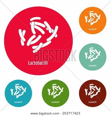 Lactobacilli Icons Circle Set Isolated On White Background