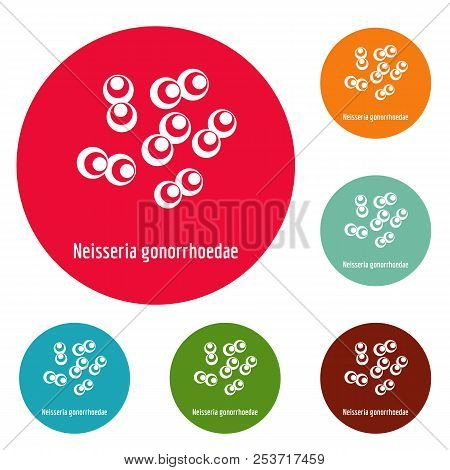 Neisseria Gonorrhoedae Icons Circle Set Isolated On White Background