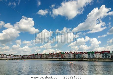 The River Kokshaga And Embankment Bruges In Yoshkar-ola.