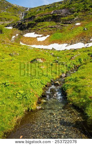 Waterfall In The Geiranger Valley Near Dalsnibba Mountain, Norway