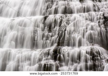 Detail Of The Dynjandi Waterfall In Iceland Showing How Powerful It Is