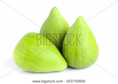 Ripe Green Fig Fruit Isolated On White Background