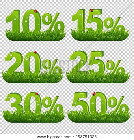 Green Percents Collection With Grass Transparent Background 

