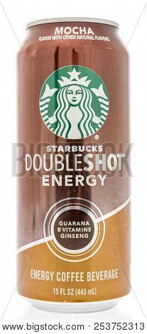 Winneconne, Wi - 13 August 2018: A Can Of Starbucks Doublshot Energy Drink In Mocha Flavor On An Iso