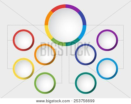 Business Vector Slide Template With Circle Diagram. Infographic Round Chart In Rainbow Spectrum Colo