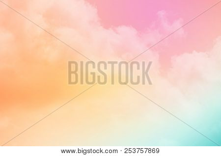 Artistic Fluffy Cloud And Sky With Gradient Color, Nature Abstract Background