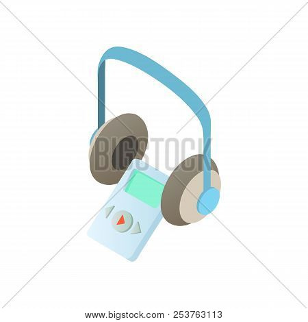 Museum Audio Guide With Headphones Icon In Cartoon Style Isolated On White Background Illustration