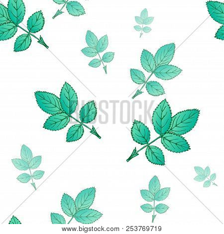 Seamless Decorative Template Texture With Green Leaves.