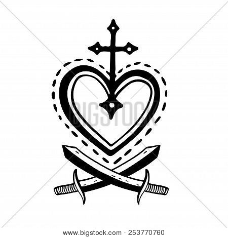 Sketch Graphic Illustration Love And War With Mystic And Occult Hand Drawn Symbols. Vector Holiday I