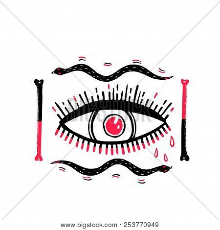 Sketch Graphic Illustration With Mystic And Occult Hand Drawn Symbols. Vector Holiday Illustration F