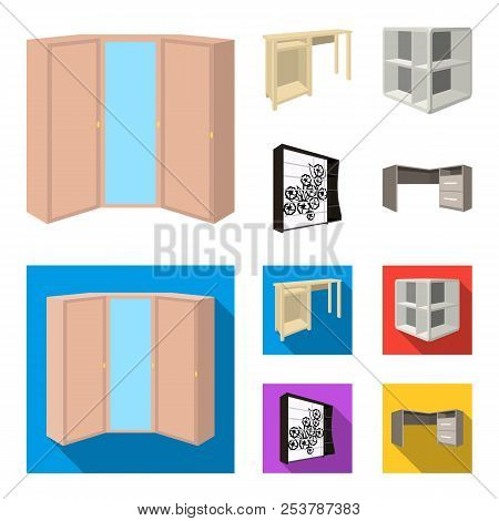Dressing Table, Corner Shelves, Computer Desk, Wardrobe With Glass. Bedroom Furniture Set Collection
