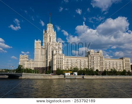 Moscow, Russia - May 12. 2018. Skyscraper On Kotelnicheskaya Embankment