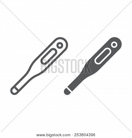 Digital Termometer Line And Glyph Icon, Medical And Health, Medical Thermometer Sign, Vector Graphic