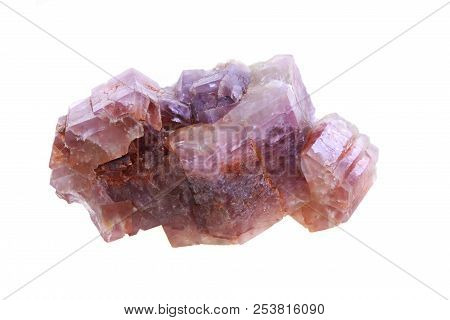 Violet Aragonite Mineral Isolated On The White Background