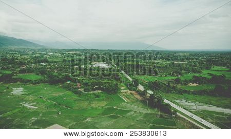 Terrace Rice Field Aerial View In Nan,thailand