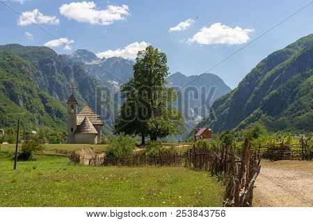 The Beautiful Church Of Theth National Park In Albania
