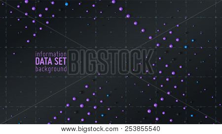 Vector Abstract Data Sorting Visualization Background. Big Data. Sorted Data As Tiny Spheres. Inform
