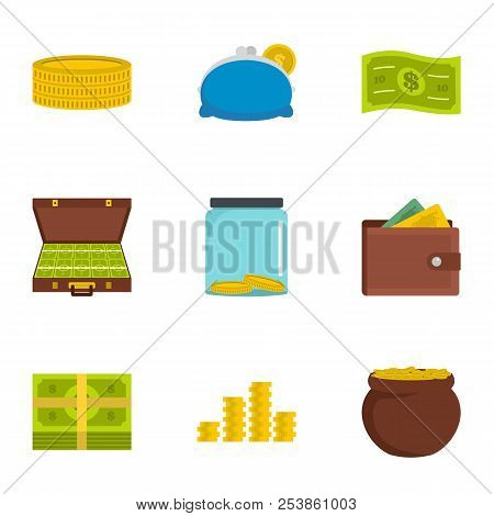 Adequate Financing Icons Set. Flat Set Of 9 Adequate Financing Icons For Web Isolated On White Backg