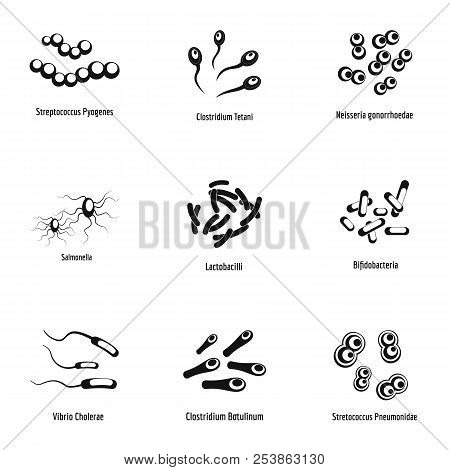 Aetiological Factor Icons Set. Simple Set Of 9 Aetiological Factor Icons For Web Isolated On White B