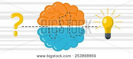 Barin Banner. Flat Illustration Of Brain Banner For Web