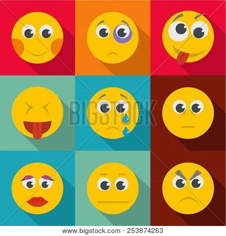 Emotional Instability Icons Set. Flat Set Of 9 Emotional Instability Icons For Web Isolated On White