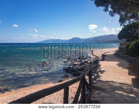 Waterfront And Costal Landscape At Cala Gonone On The Italian Island Of Sardinia
