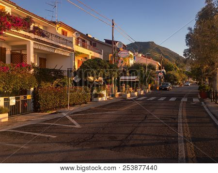Cala Gonone, Italy - September 14, 2017: Seaside Road In Cala Gonone On The Italian Island Of Sardin