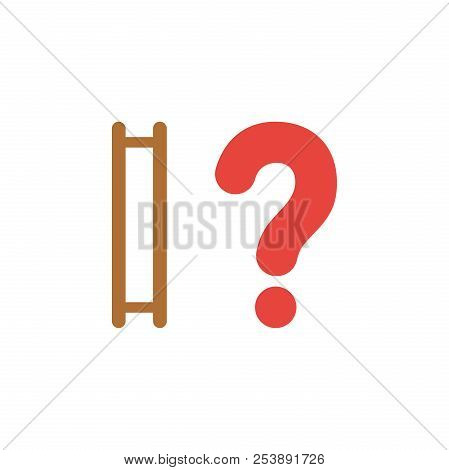 Flat Design Style Vector Illustration Concept Of Brown Wooden Ladder Symbol Icon Without Steps And R