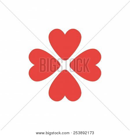 Flat Design Style Vector Illustration Concept Of Rotated Four Red Heart Symbol Icons On White Backgr