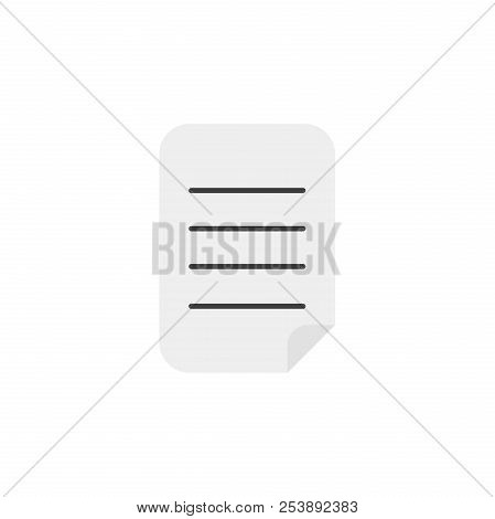 Flat Design Style Vector Illustration Of Written Paper Symbol Icon On White Background.