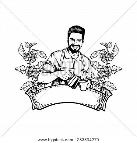 A Picture Of A Barista Brewing Coffee Making Coffee