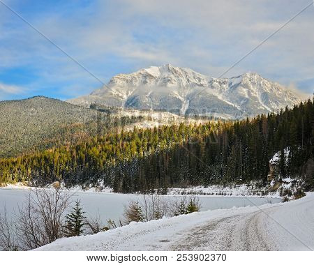 A Winter Mountain Landscape In Whiteswan Provincial Park, Near Fairmont Hot Springs And Invermere Br